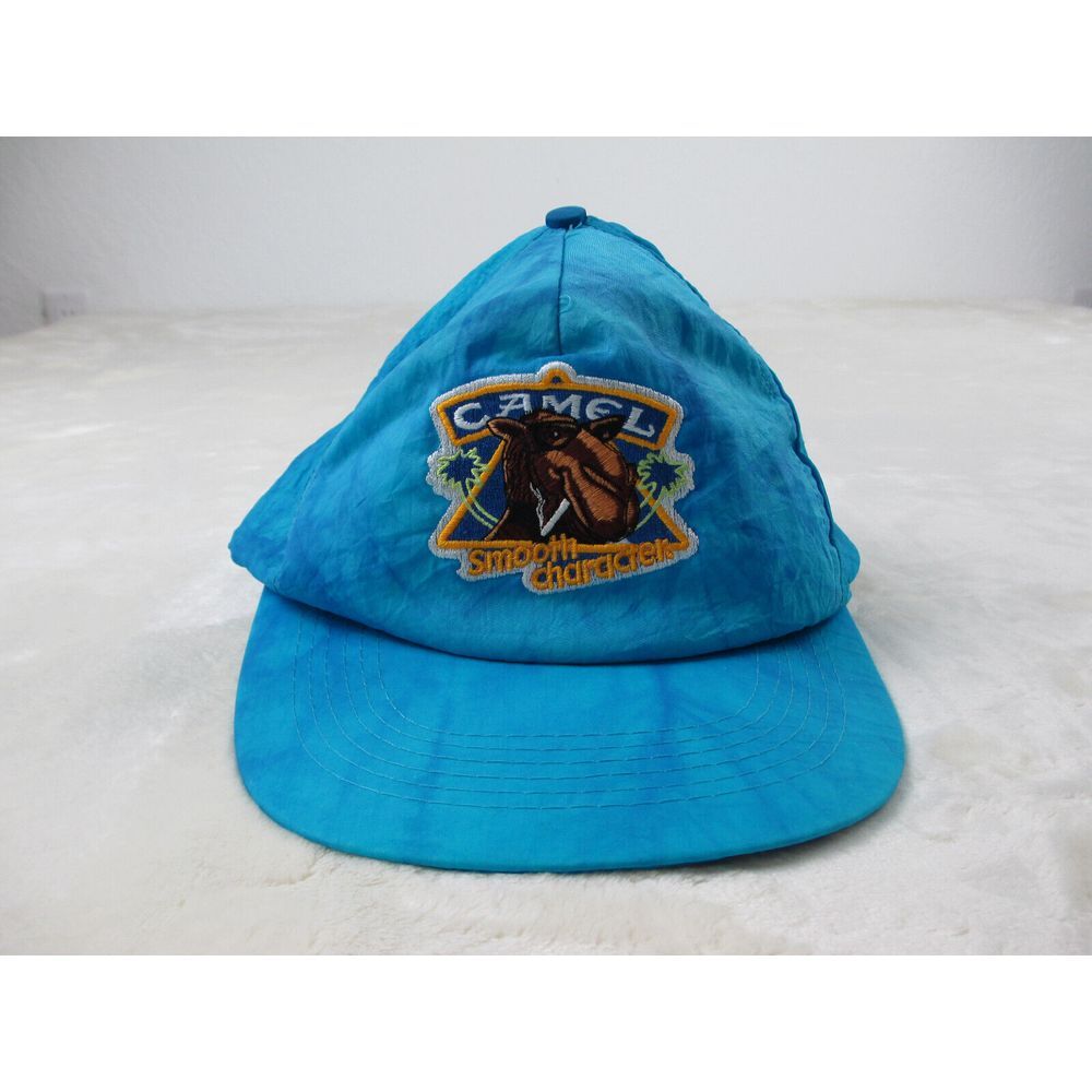 VINTAGE Joe Camel Hat Cap Mens Blue Snapback‎ Smooth Character Tie Dye 90s*